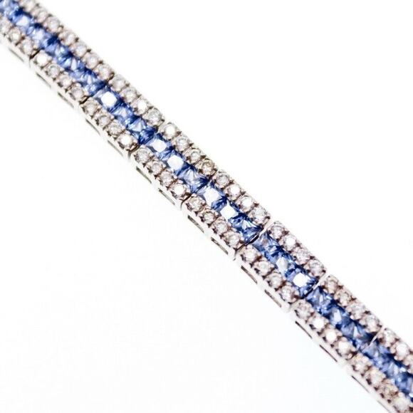 Unbranded Jewelry - 925 STERLING SILVER TANZANITE & CZ BRACELET SIZE 7.5 IN
